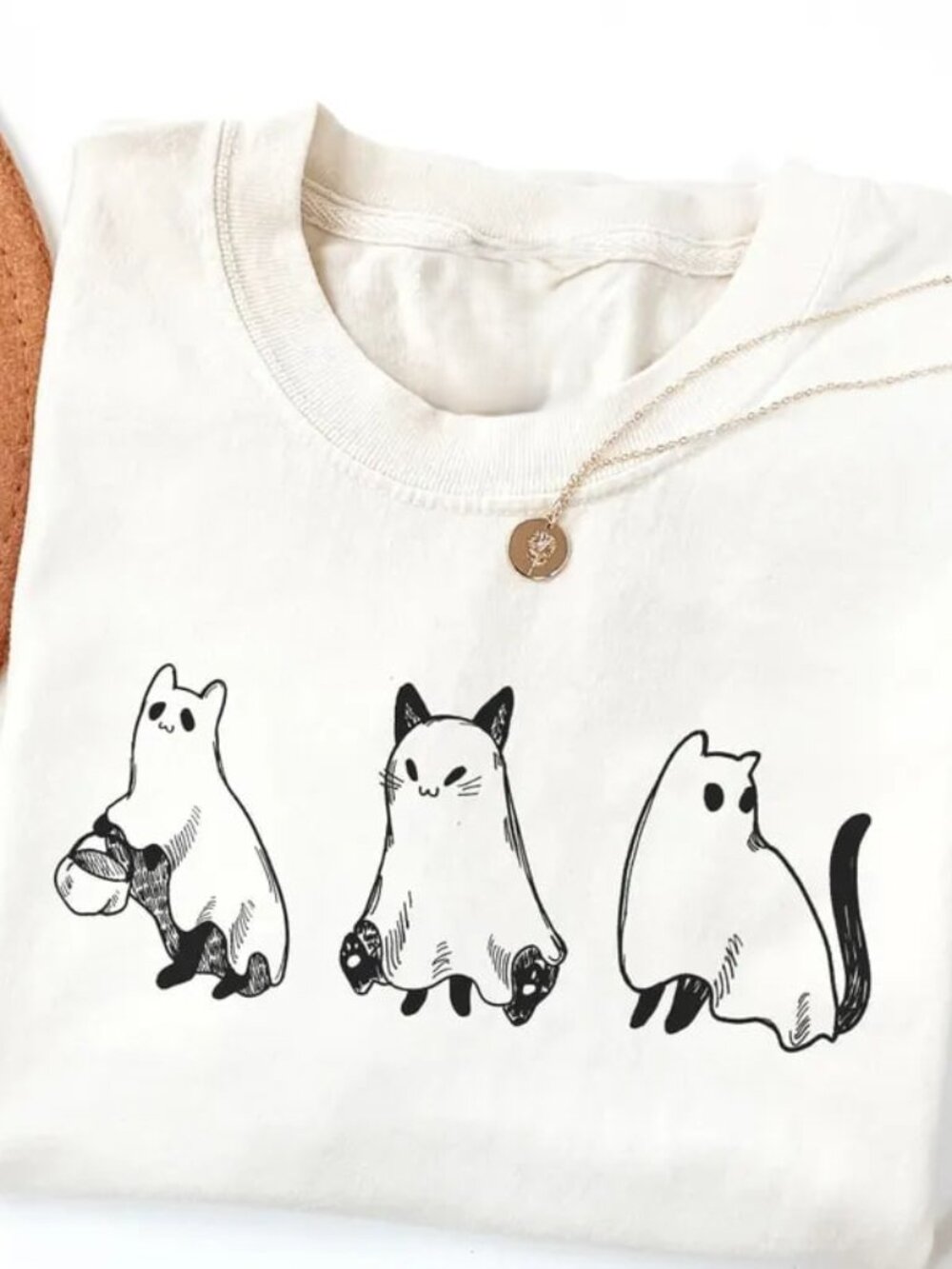 Cute Halloween Ghost Cat Shirt, Cat Lover Tee, Halloween Gift